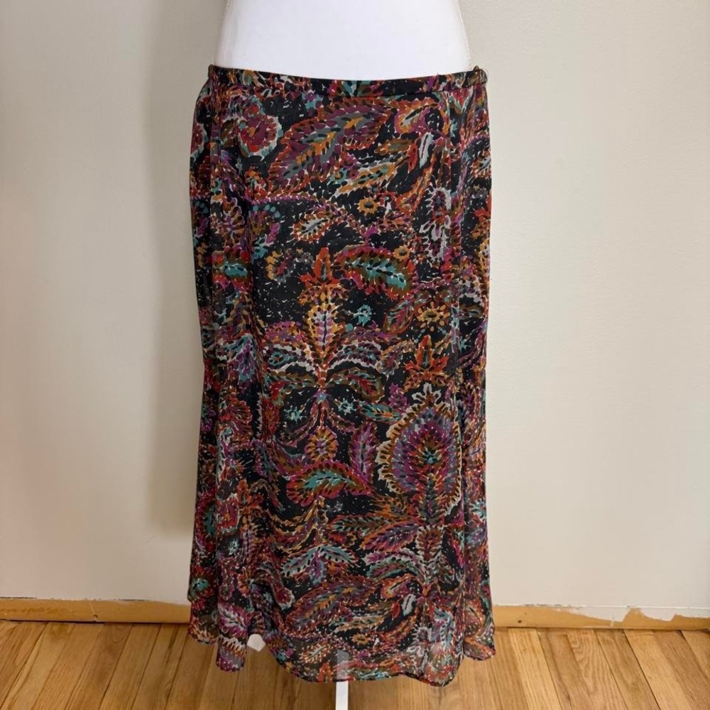Multicolored Paisley Midi Skirt Sz M Boho Y2k Retro Hippie 70s